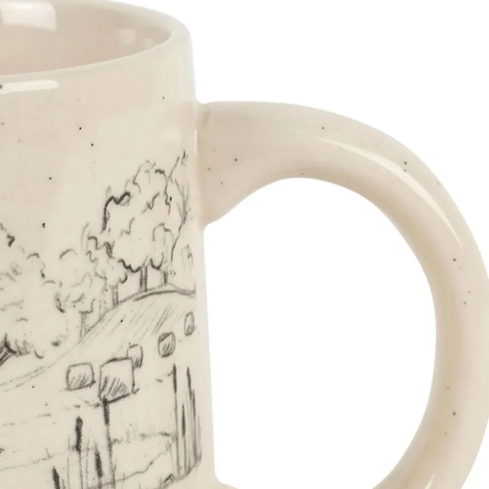 Mug en grès blanc moucheté 35cl - La Ferme