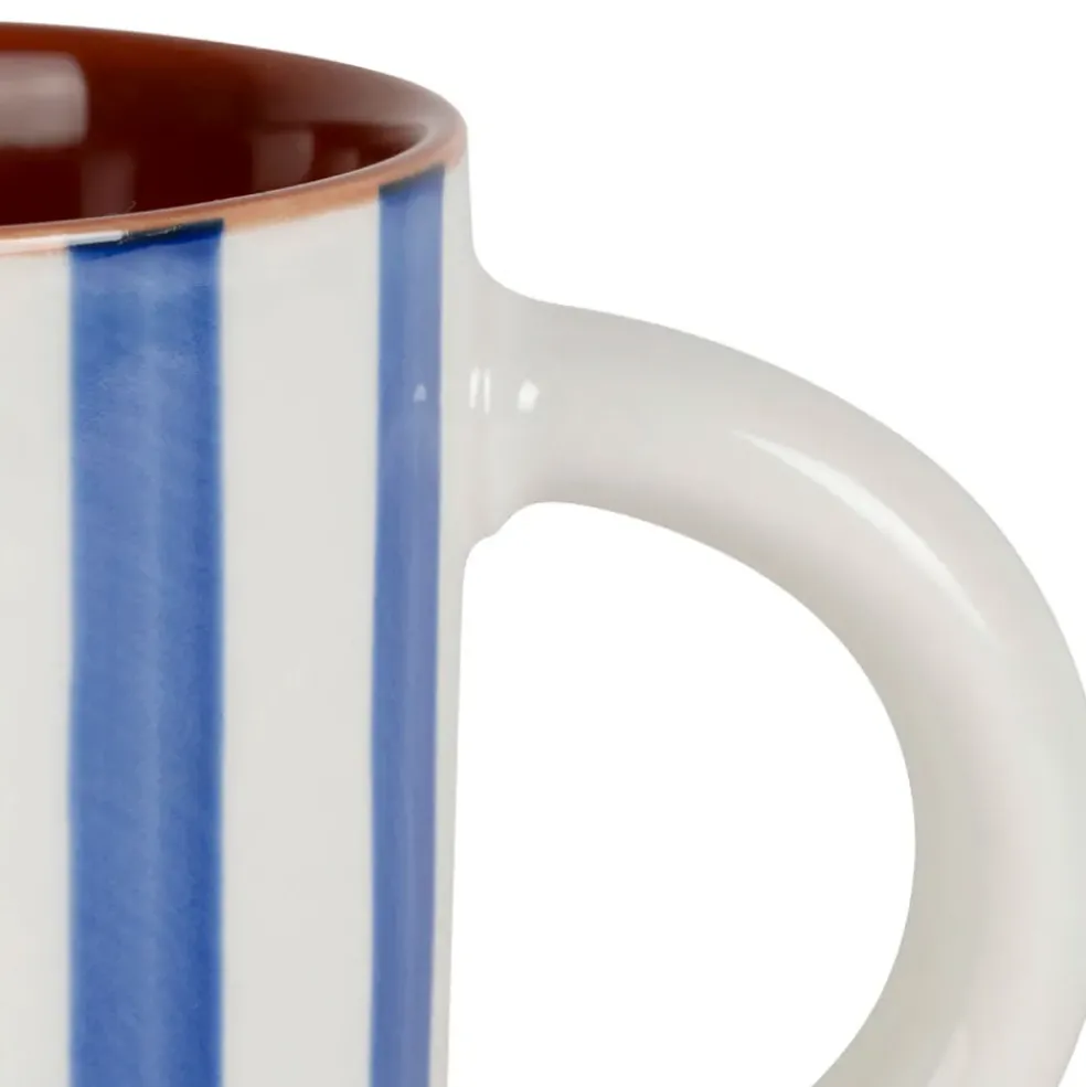 Mug en grès rayé indigo et blanc 40cl - Alaria