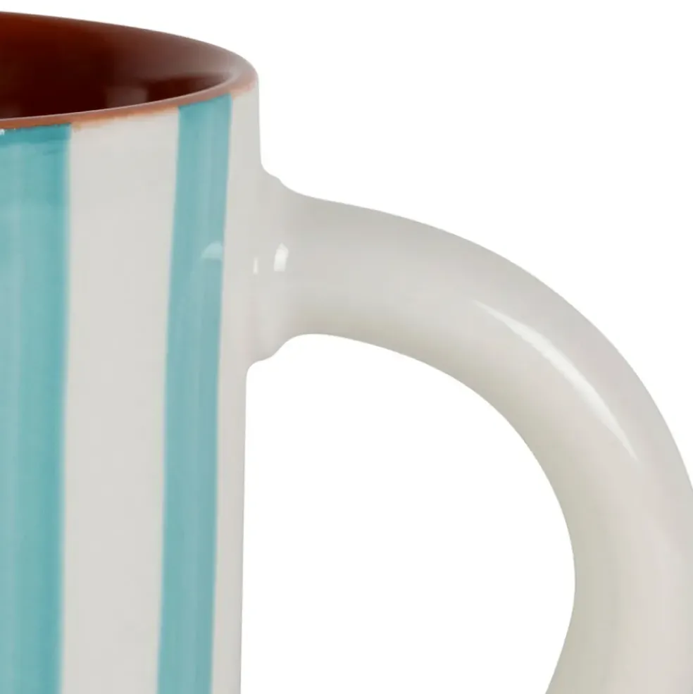 Mug en grès rayé turquoise et blanc 40cl - Alaria