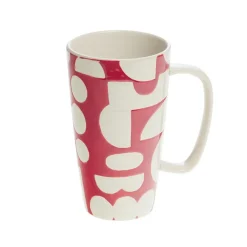 Mug en grès rouge et blanc 46cl - Ohana