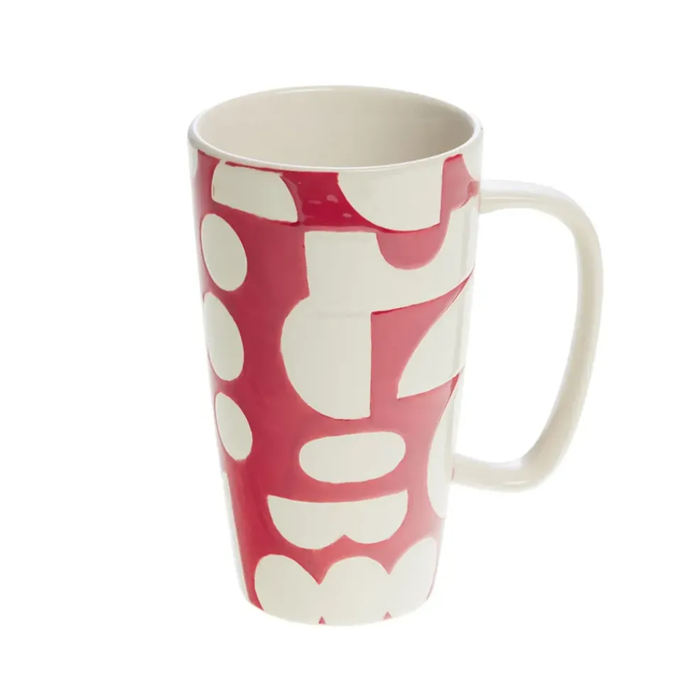 Mug en grès rouge et blanc 46cl - Ohana