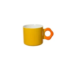 Mug en porcelaine brillant jaune - Fleur