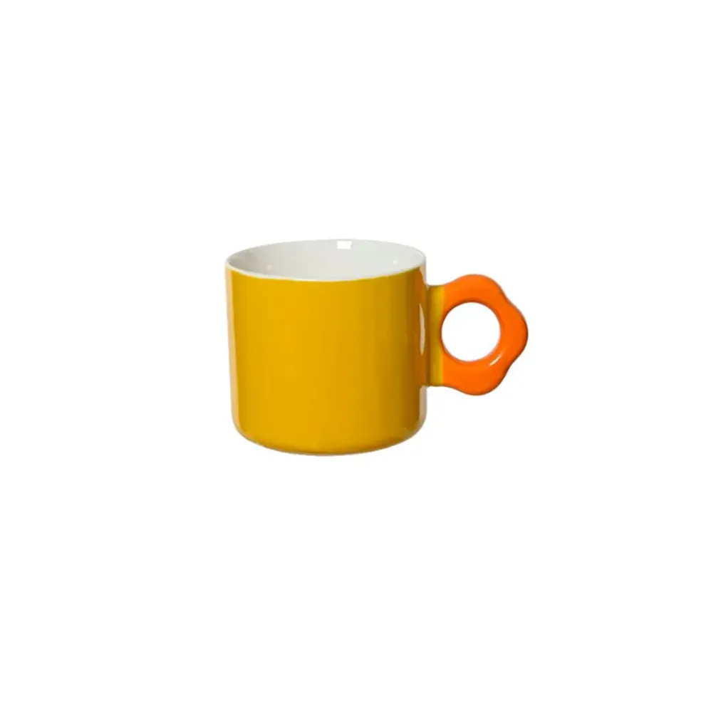 Mug en porcelaine brillant jaune - Fleur