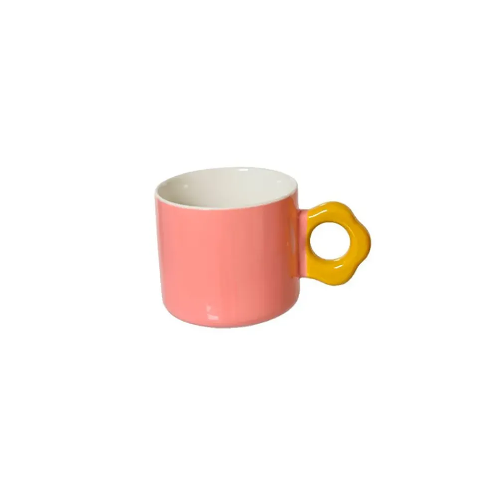 Mug en porcelaine brillant rose - Fleur