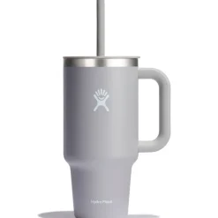 Mug isotherme avec poignée et paille gris 946ml