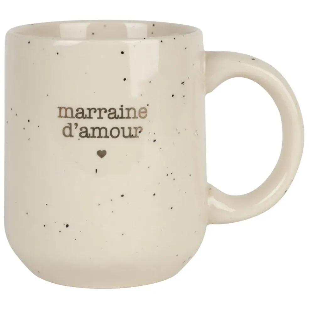 Mug marraine en grès blanc moucheté 35cl