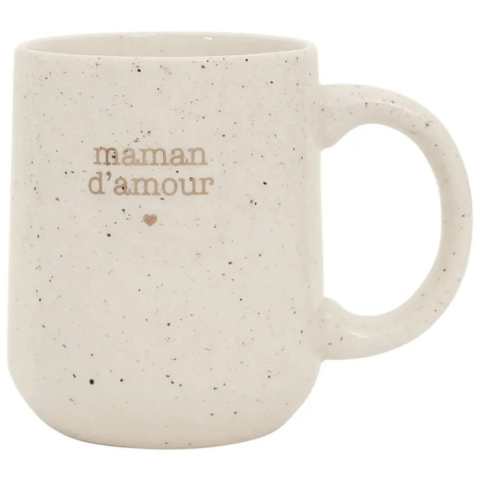 Mug moucheté maman en grès blanc 38cl - Beezz