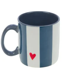 Mug Papi rayé bleu et blanc en porcelaine - Ella