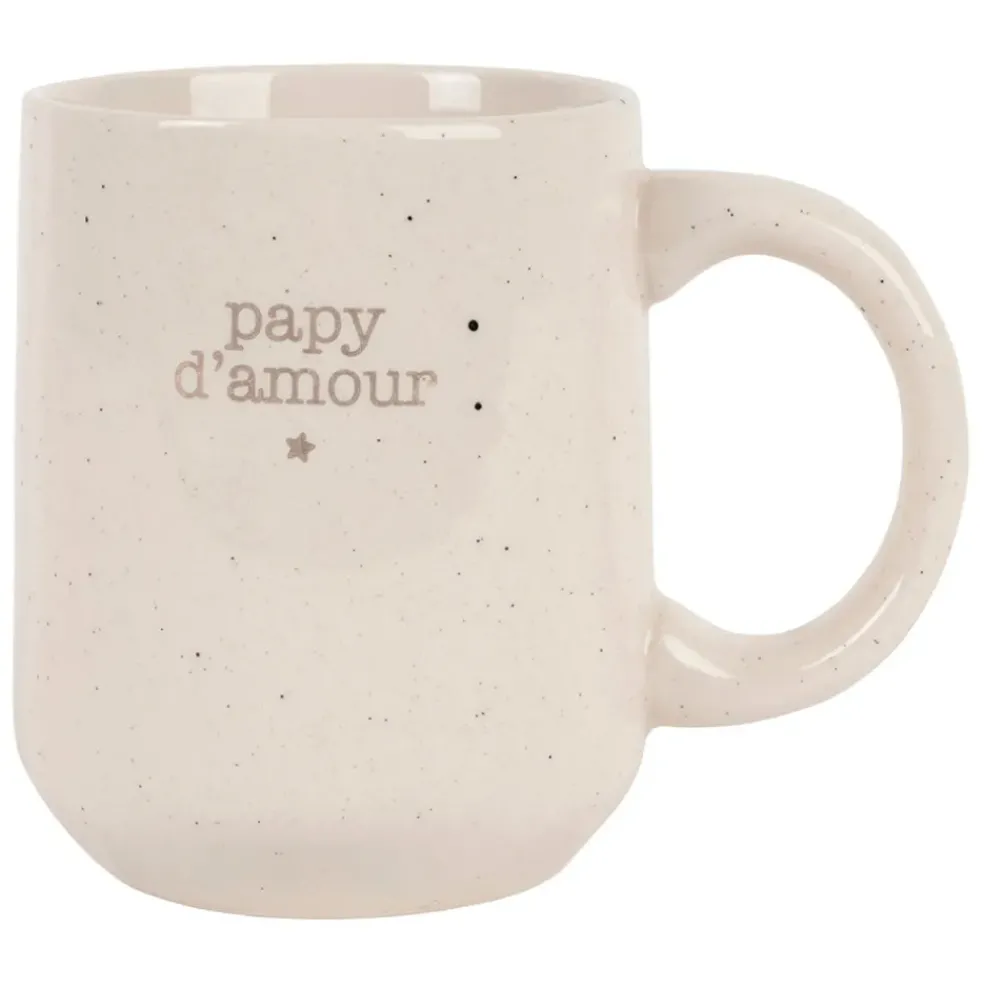 Mug Papy en grès blanc moucheté 35cl - Bonheur Étoilé