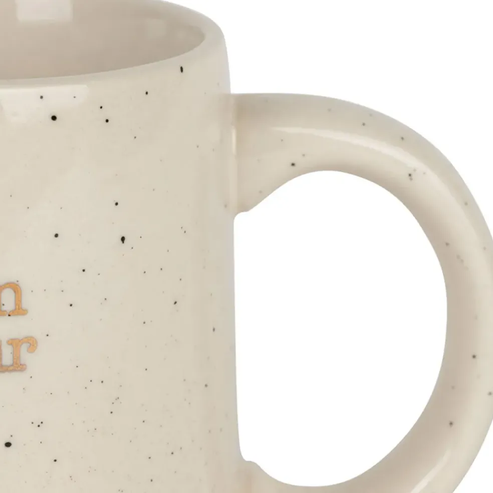 Mug parrain en grès blanc moucheté 35cl