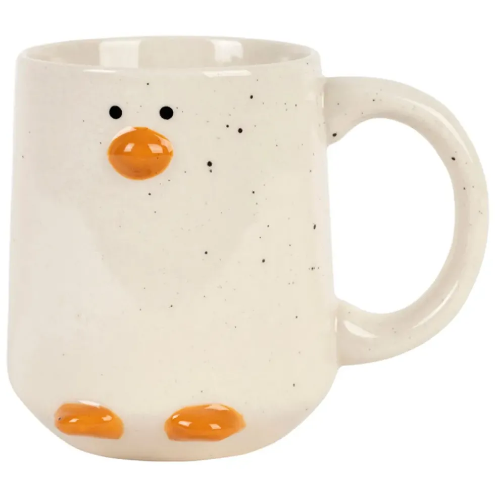 Mug Pingouin en grès blanc moucheté 35cl - Sweetdream