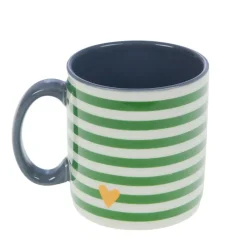 Mug rayé vert et blanc en porcelaine - Ella