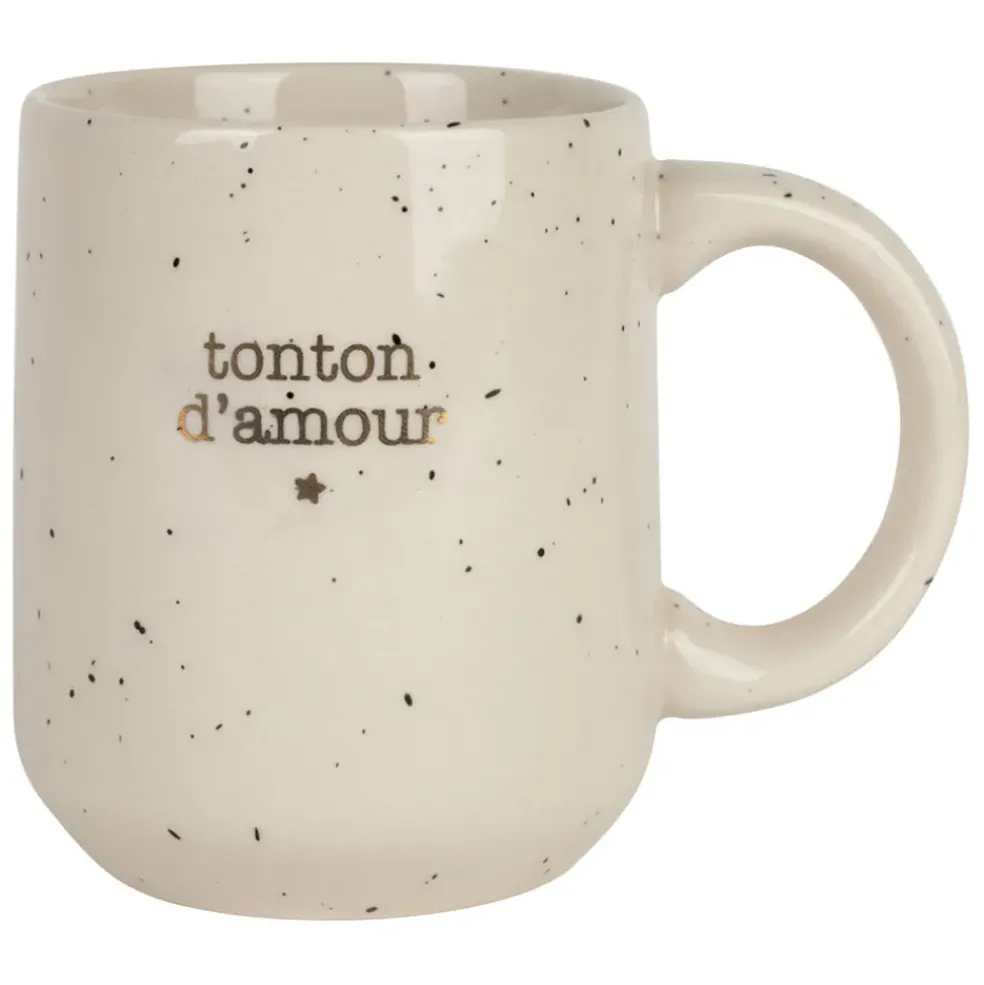 Mug tonton en grès blanc moucheté 35cl