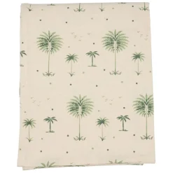 Nappe carrée en coton écru et vert 160x160cm - Paya