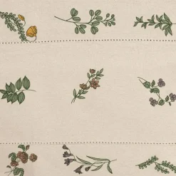 Nappe carrée en coton naturel et vert 160x160cm - Juline
