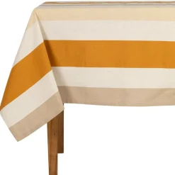 Nappe en coton écru et orange 250x145cm - Famille