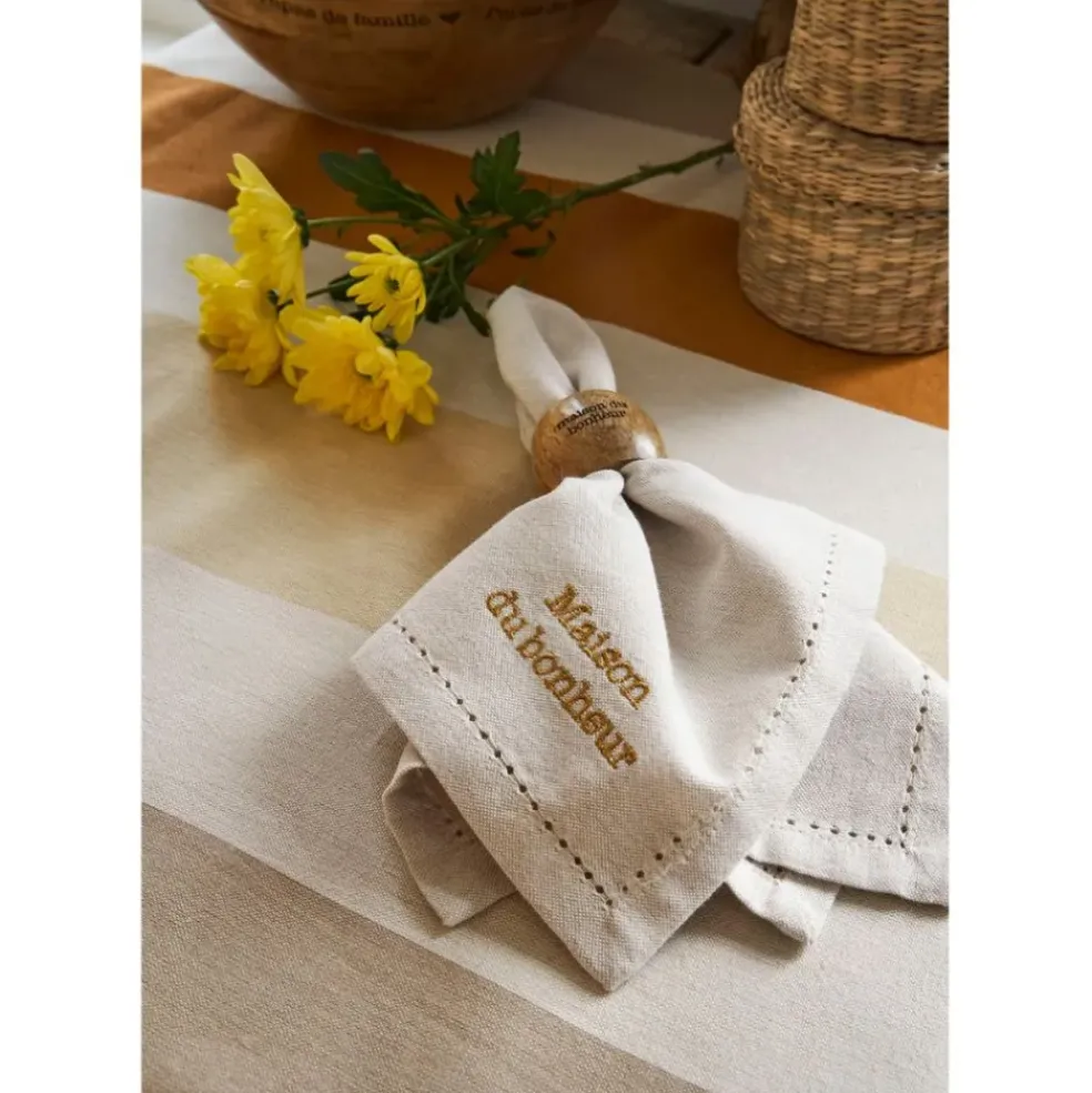 Nappe en coton écru et orange 250x145cm - Famille