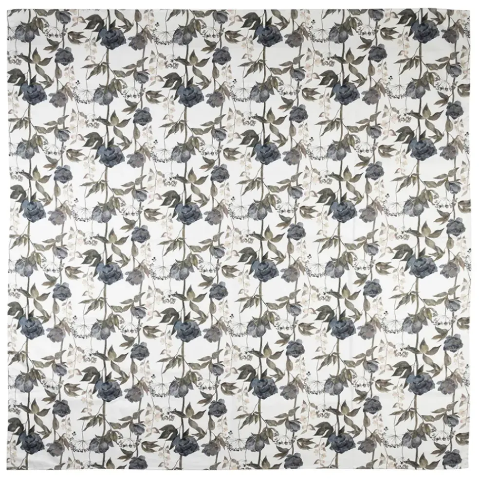 Nappe en coton gris vert 320x160cm - Rose noire