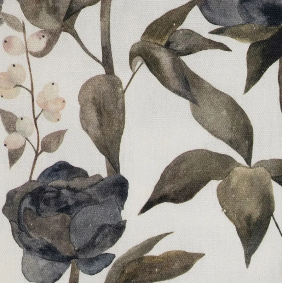 Nappe en coton gris vert 160x160cm - Rose noire