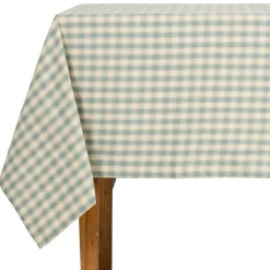 Nappe en coton vichy sauge 250x150cm - Campagne