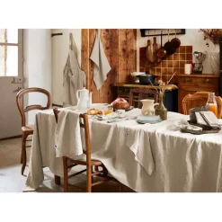 Nappe rectangle en lin lavé sable 170x250cm - Soline