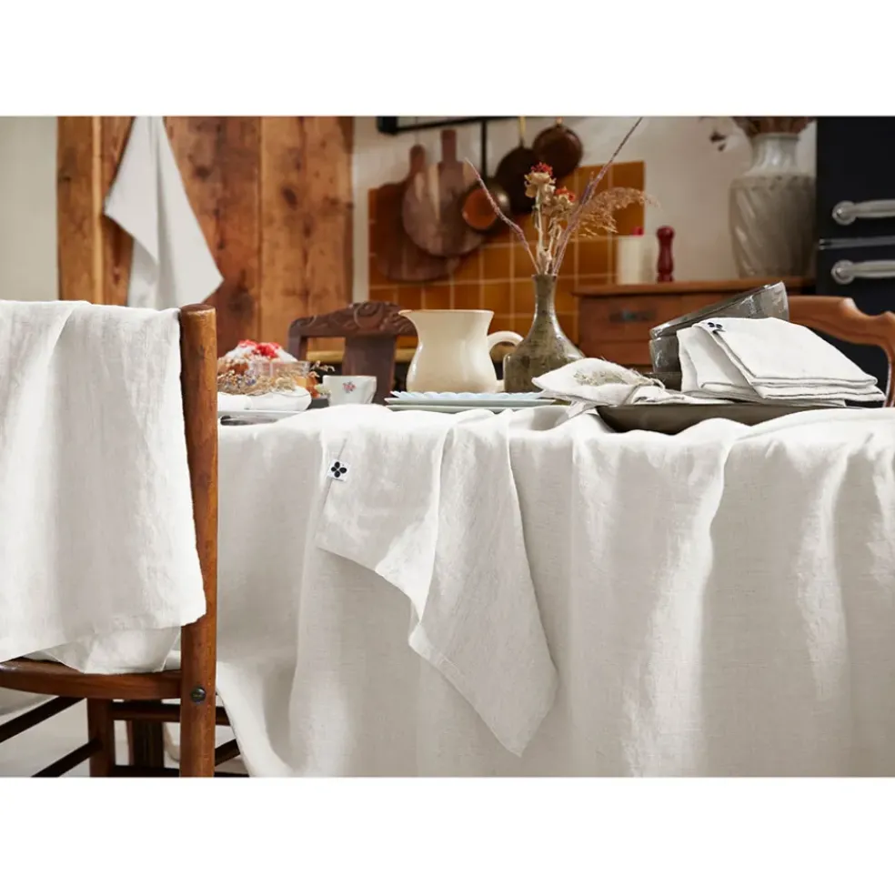 Nappe rectangle en lin lavé craie 170x250cm - Soline