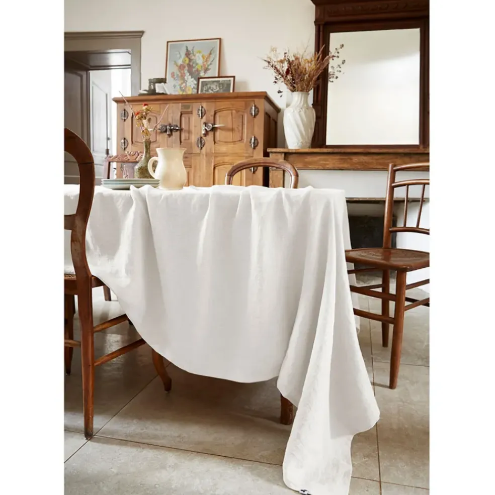 Nappe rectangle en lin lavé craie 170x250cm - Soline