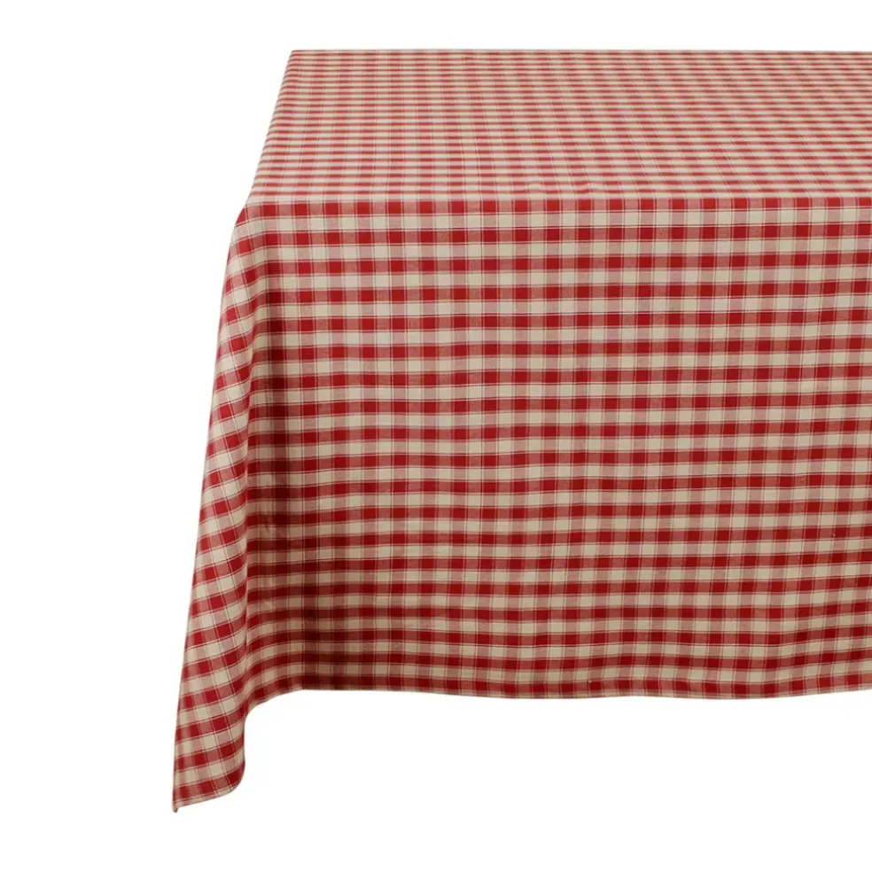 Nappe rectangulaire campagne rouge en coton