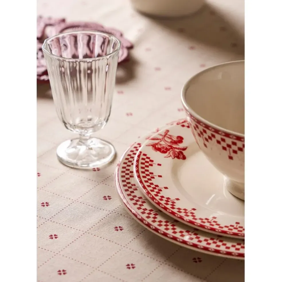 Nappe rectangulaire en coton blanc et rouge 250x160cm - P'tits cœurs