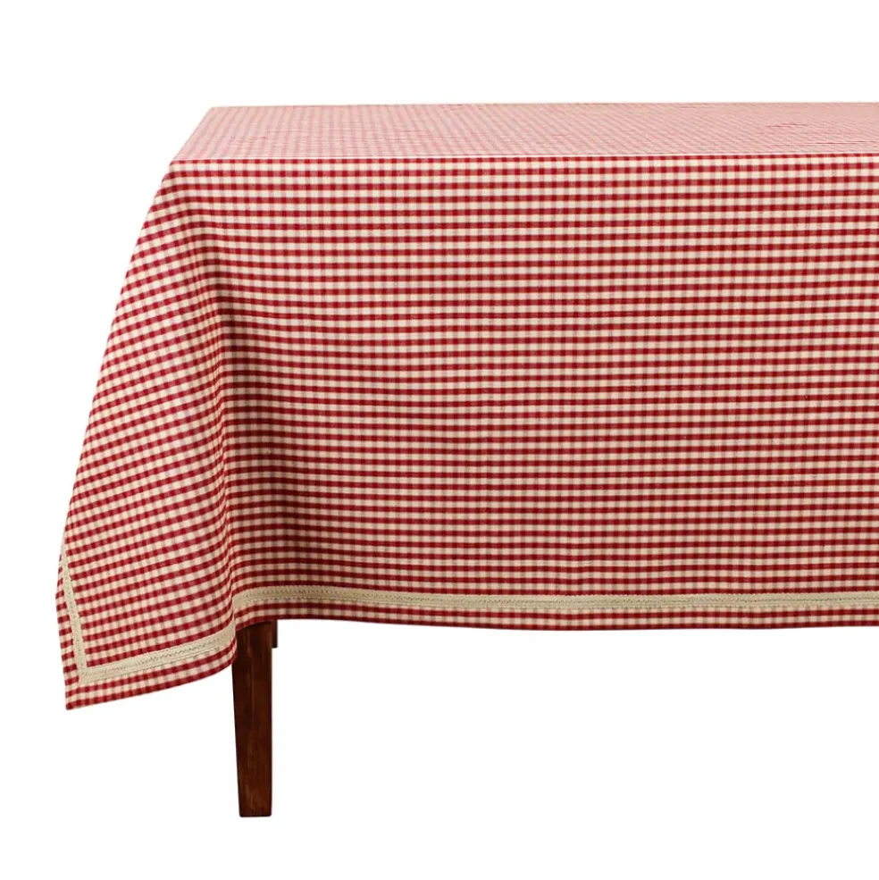 Nappe rectangulaire mami carreau rouge en coton