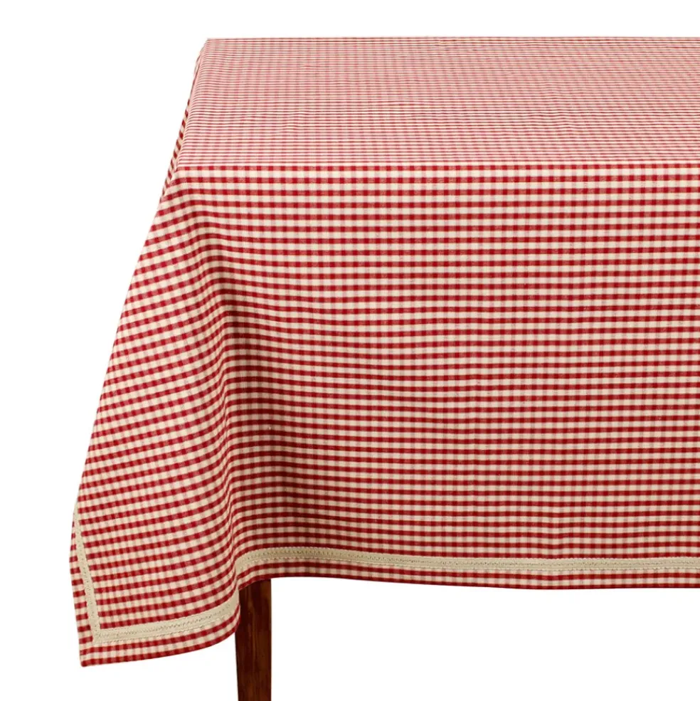 Nappe rectangulaire mami carreau rouge en coton