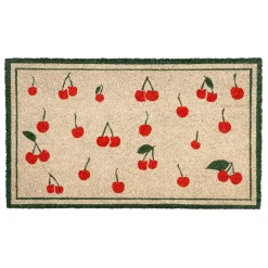 Paillasson cerise en coco gris et rouge 73x43 - Cerise