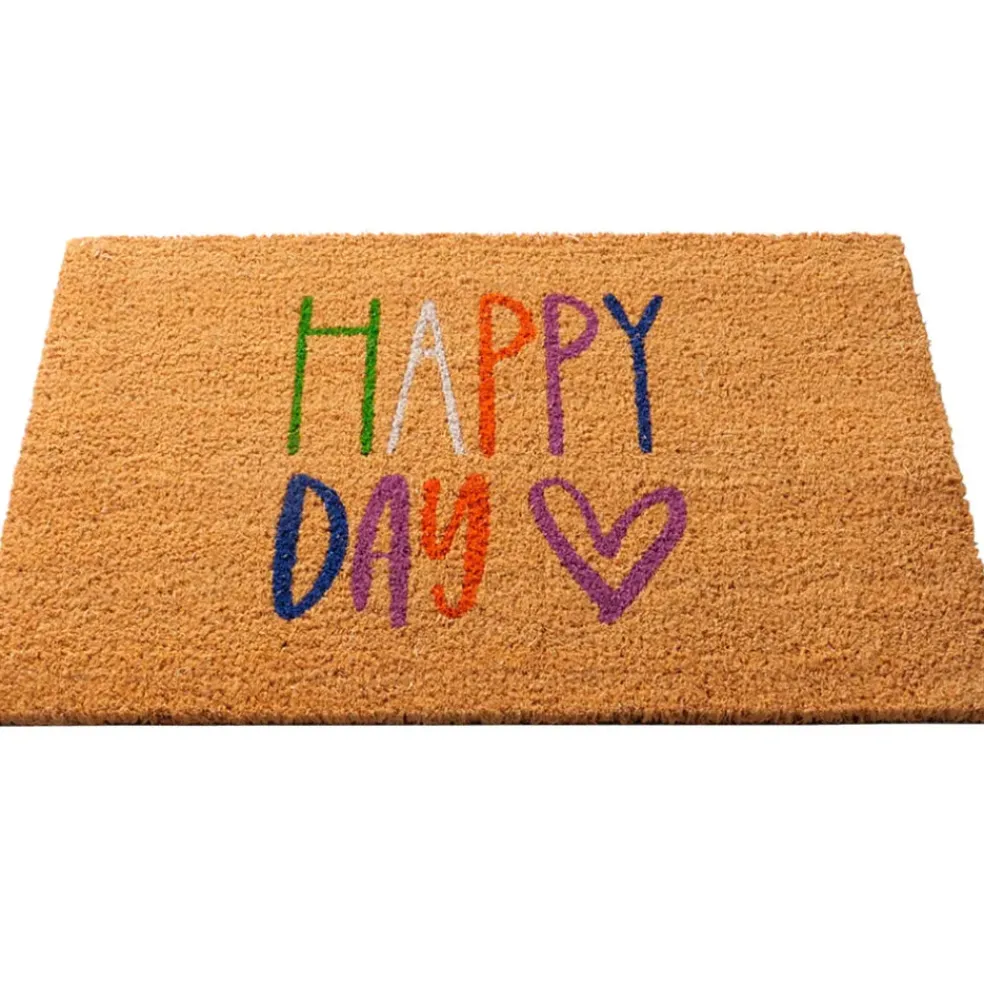 Paillasson en fibre multicolore 60x40cm - Happy