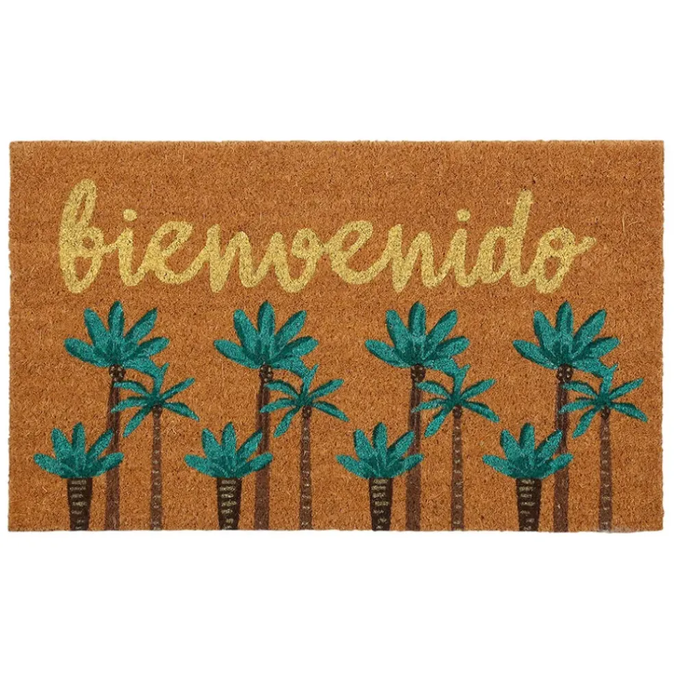 Paillasson "bienvenido" en coco vert 73x43cm - Patchuca
