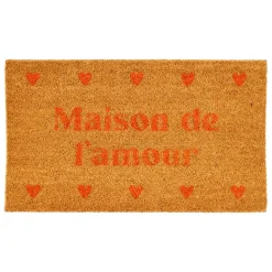 Paillasson "Maison de l'amour" en coco corail 73x43cm - Famille