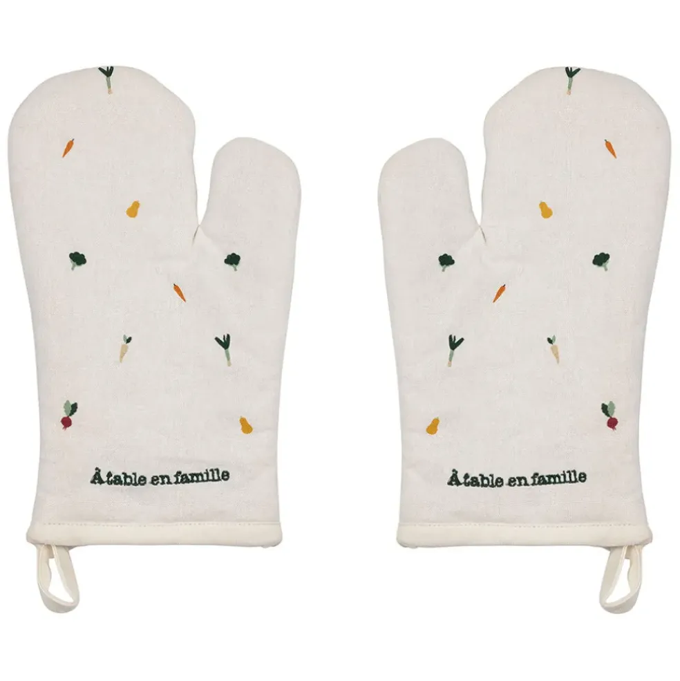 Paire de gants cuisine en coton écru - P'tit Légume
