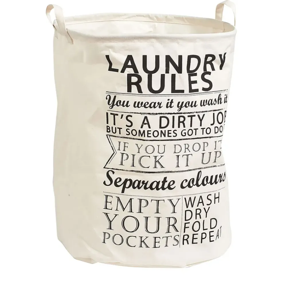 Panier à linge « règles blanchisserie » en toile