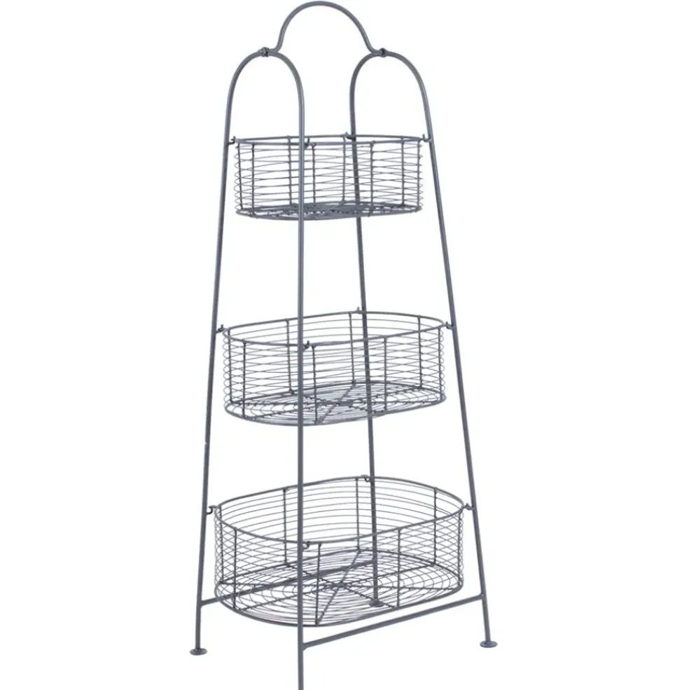 Panier 3 niveaux reserve gris en fer