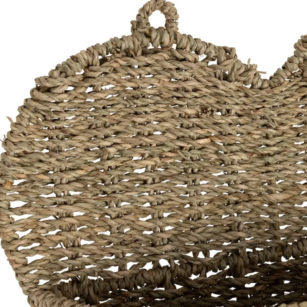 Panier mural cœur en jonc de mer naturel 33x32cm - Chaumière