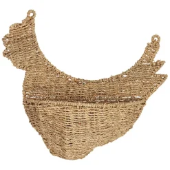 Panier mural poule en jonc de mer naturel 42x38cm - Chaumière