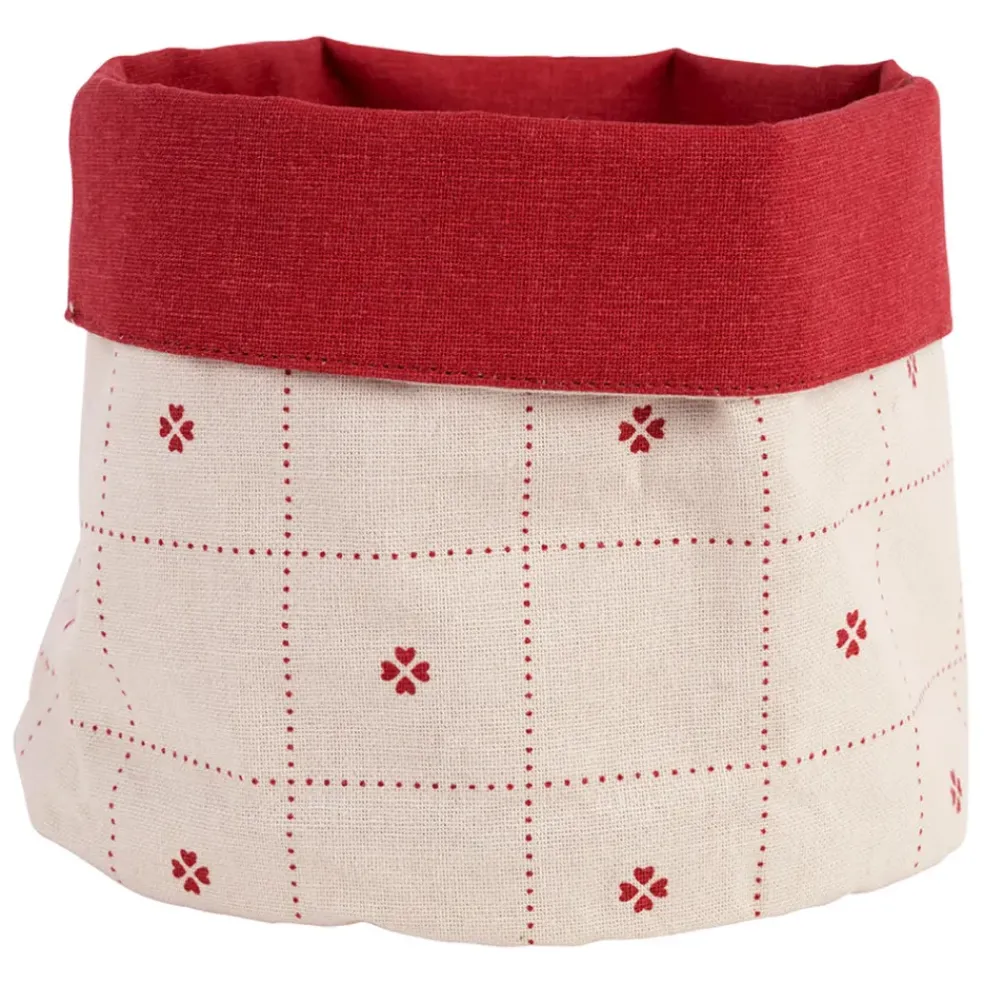 Panière à pain en coton rouge - P'tits Cœurs