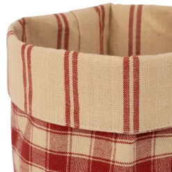 Panière damier rouge d15xh18cm en coton - la campagne
