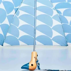 Parapluie compact manche tête de canard denim moon