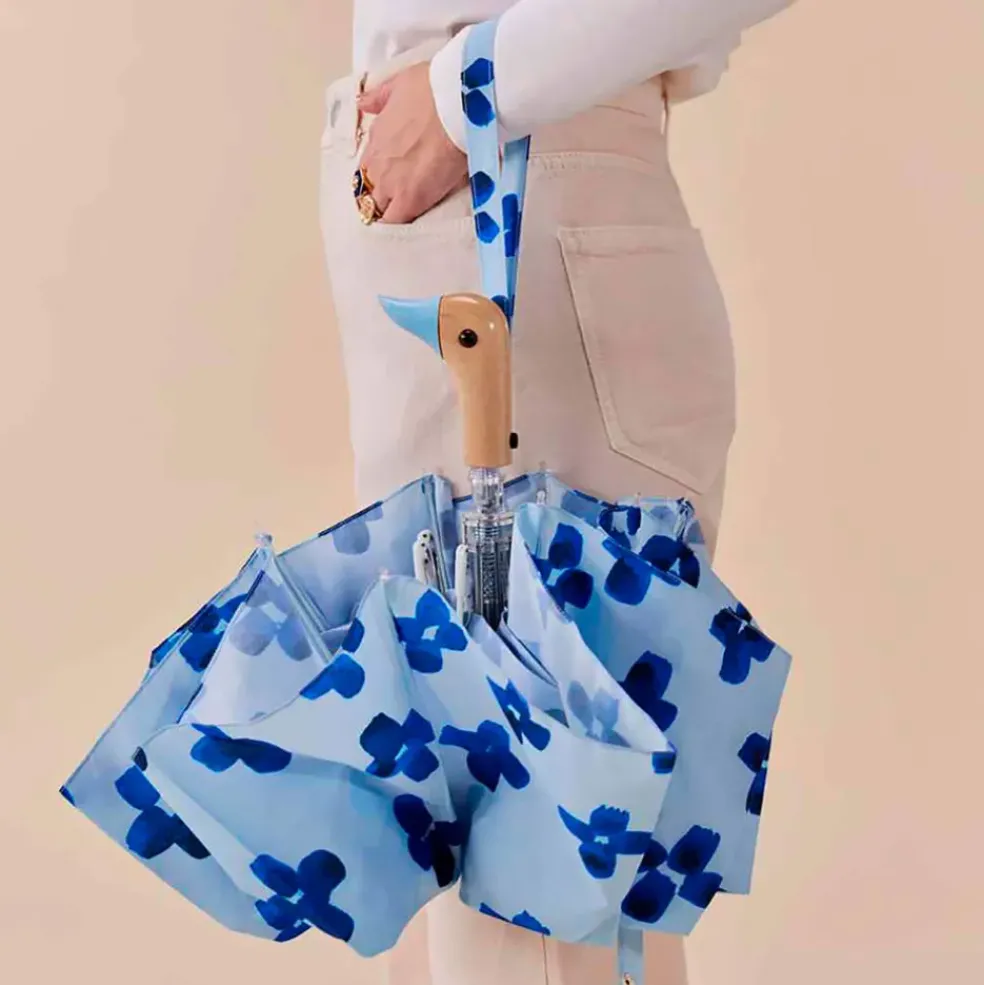 Parapluie compact manche tête de canard floral rain