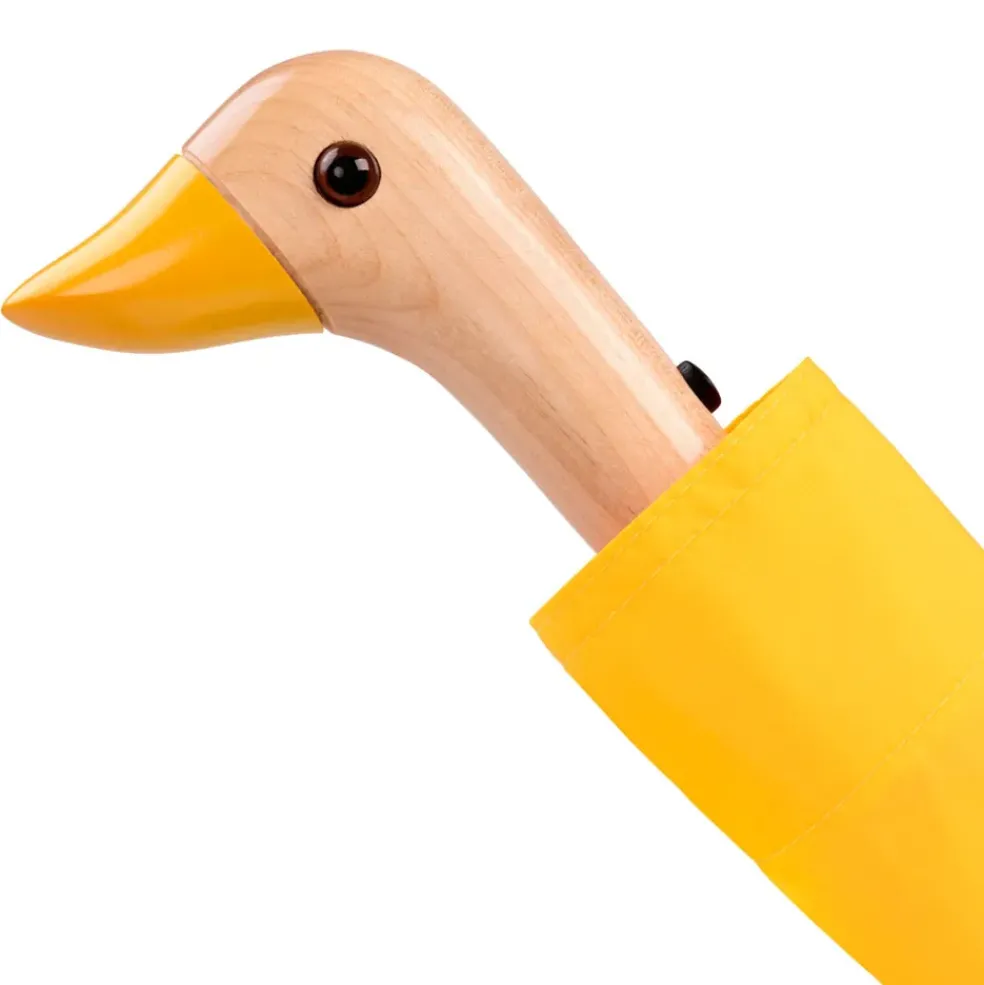 Parapluie compact manche tête de canard jaune