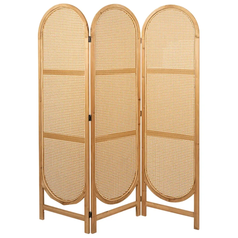 Paravent en sapin et rotin naturel 150xh180cm - Balamea