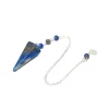 Pendule hexagonal en lapis-lazuli et charm fleur de vie