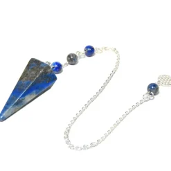Pendule hexagonal en lapis-lazuli et charm fleur de vie