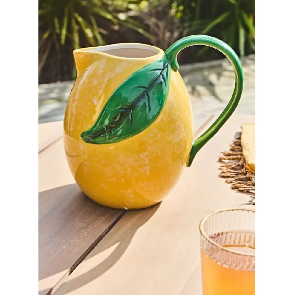 Pichet citron en grès jaune h21cm - Exotica
