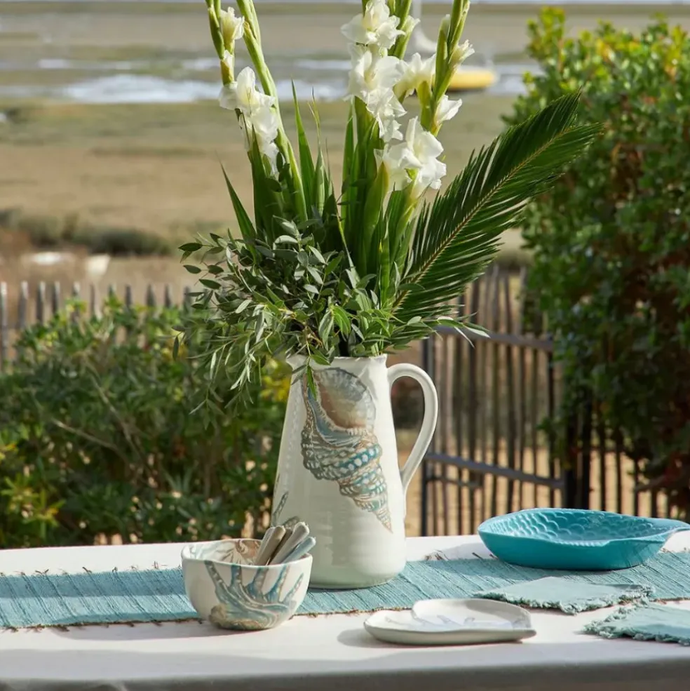 Pichet en faïence bleu et beige 5l - Bord De Mer